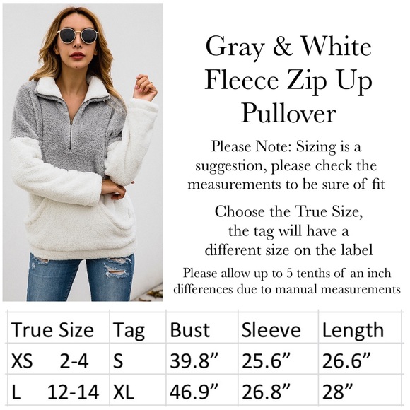 Gray & White Fleece Pullover with Zippered Collar - Picture 12 of 12